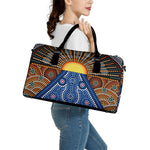 Aboriginal Indigenous Sunset Art Print Leather Duffle Bag