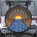 Aboriginal Indigenous Sunset Art Print Leather Spare Tire Cover