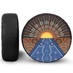 Aboriginal Indigenous Sunset Art Print Leather Spare Tire Cover
