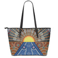 Aboriginal Indigenous Sunset Art Print Leather Tote Bag With Zipper