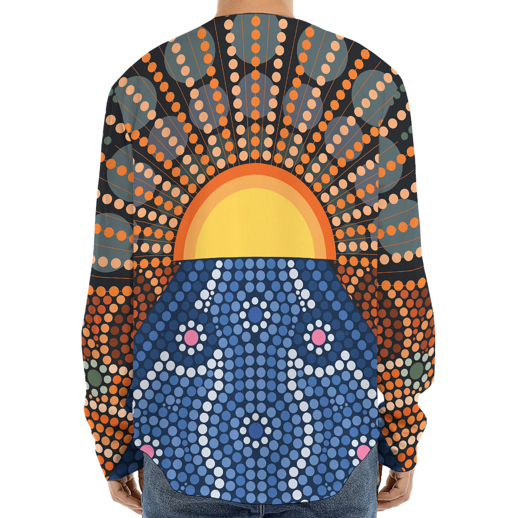 Aboriginal Indigenous Sunset Art Print Long Sleeve Baseball Jersey