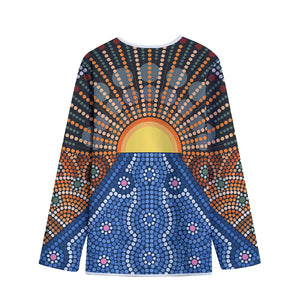 Aboriginal Indigenous Sunset Art Print Long Sleeve Short Coat