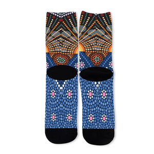 Aboriginal Indigenous Sunset Art Print Long Socks