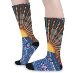 Aboriginal Indigenous Sunset Art Print Long Socks