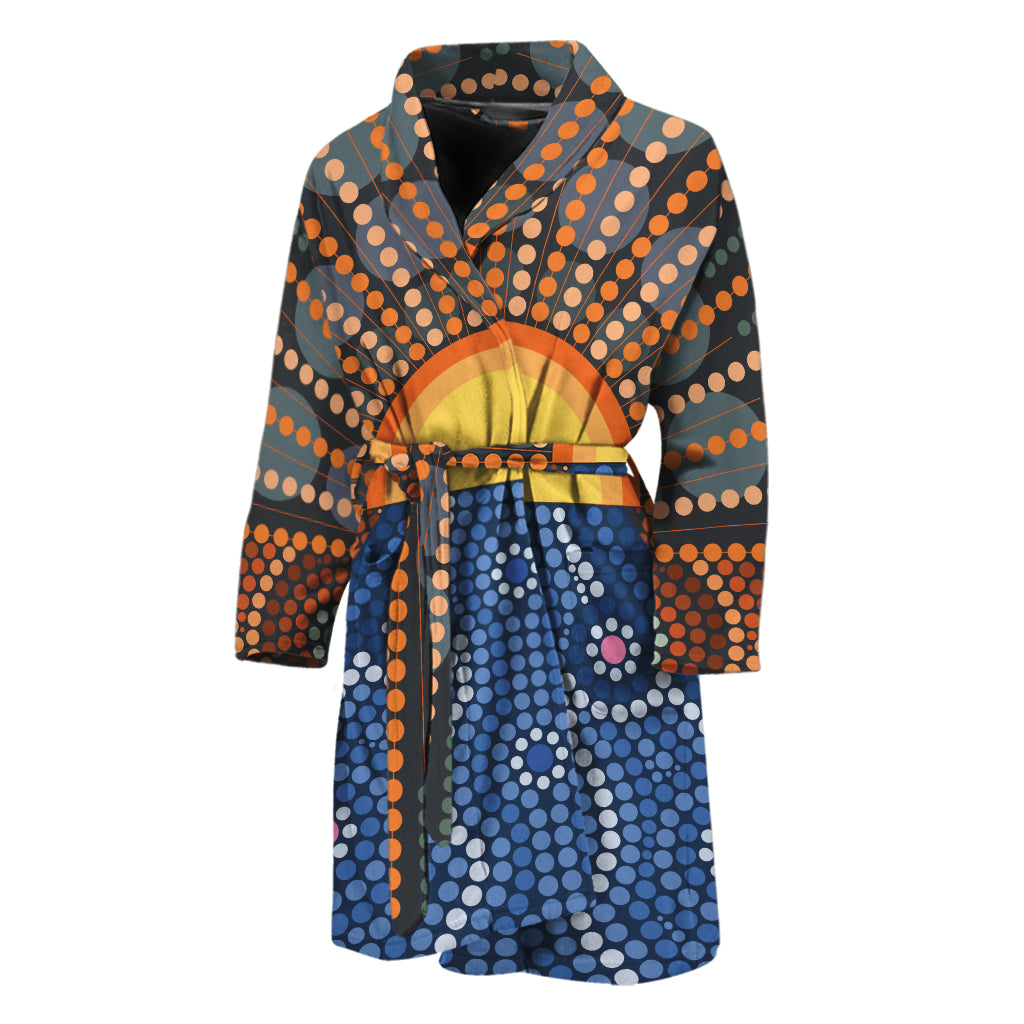 Aboriginal Indigenous Sunset Art Print Men's Bathrobe