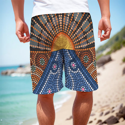 Aboriginal Indigenous Sunset Art Print Men's Cargo Shorts