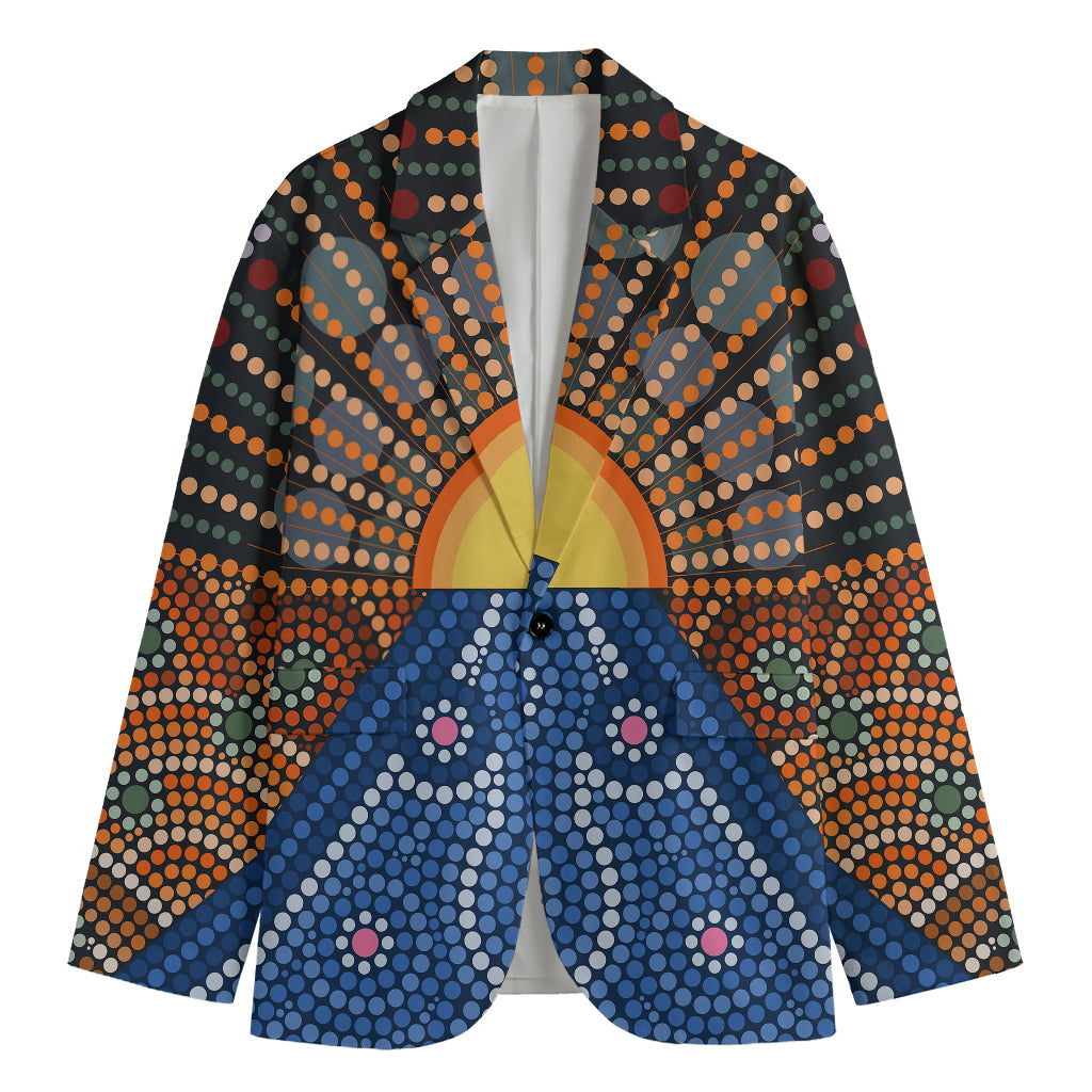 Aboriginal Indigenous Sunset Art Print Men's Cotton Blazer