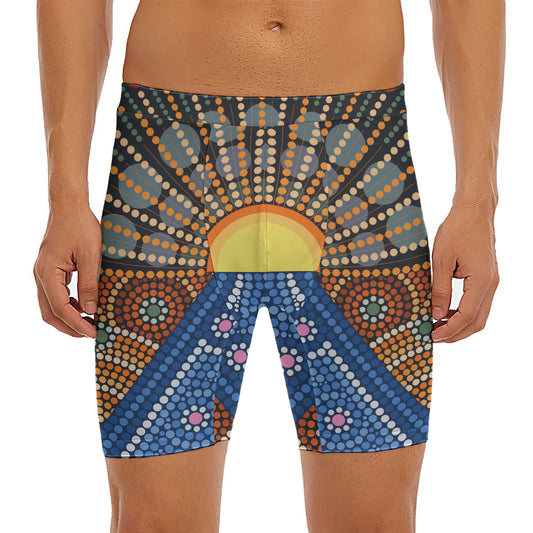Aboriginal Indigenous Sunset Art Print Men's Long Boxer Briefs