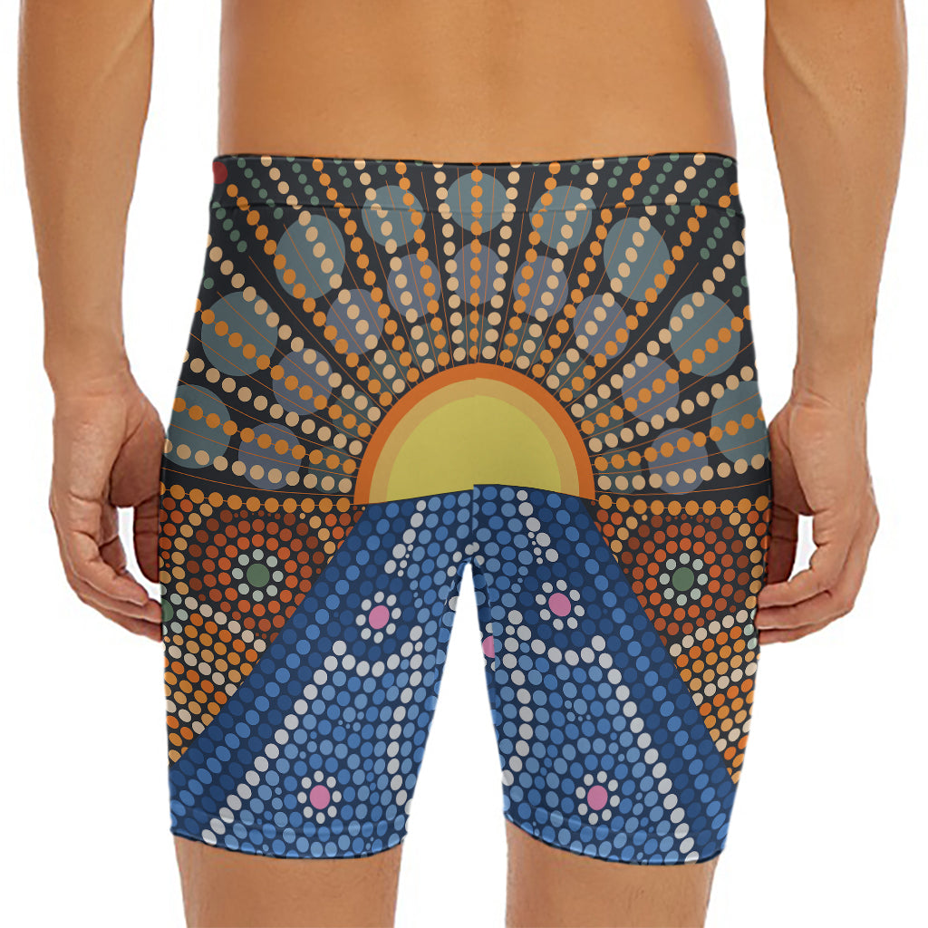 Aboriginal Indigenous Sunset Art Print Men's Long Boxer Briefs