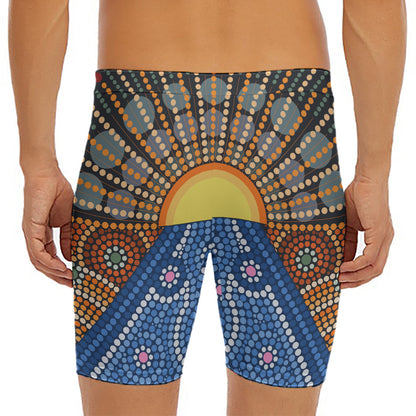 Aboriginal Indigenous Sunset Art Print Men's Long Boxer Briefs