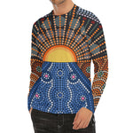 Aboriginal Indigenous Sunset Art Print Men's Long Sleeve Rash Guard