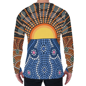 Aboriginal Indigenous Sunset Art Print Men's Long Sleeve T-Shirt