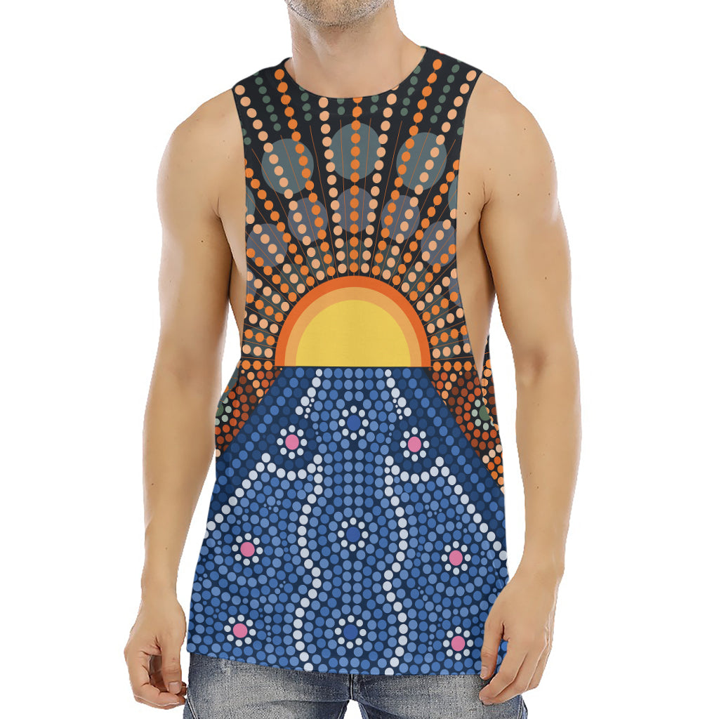 Aboriginal Indigenous Sunset Art Print Men's Muscle Tank Top
