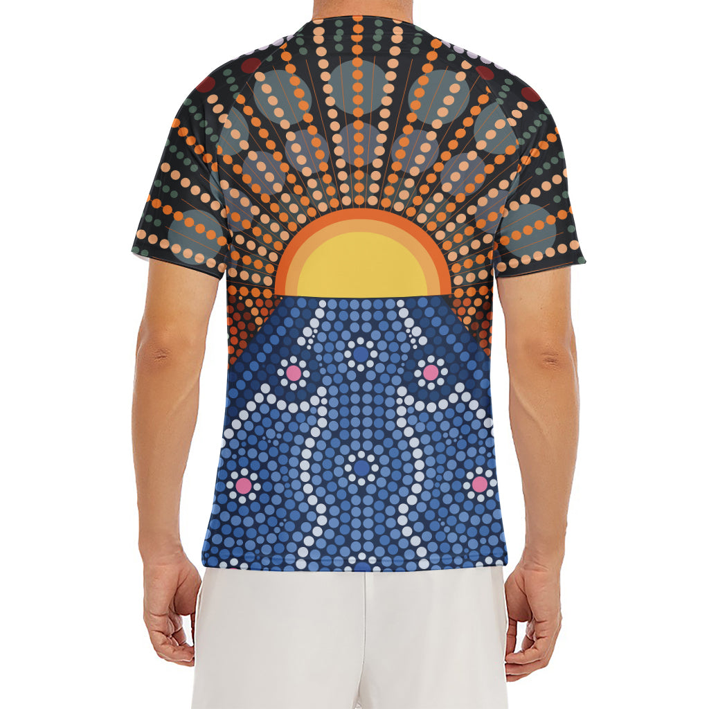 Aboriginal Indigenous Sunset Art Print Men's Short Sleeve Rash Guard