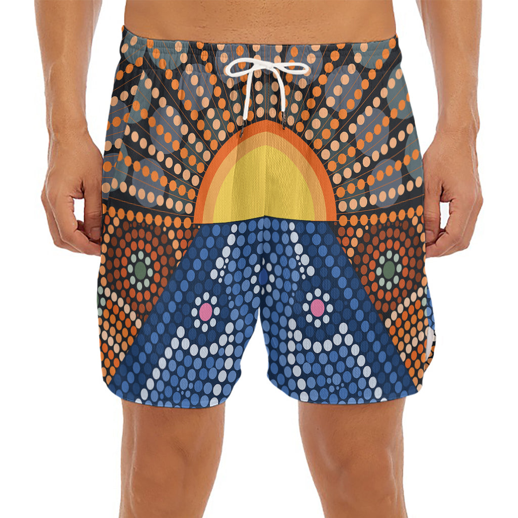 Aboriginal Indigenous Sunset Art Print Men's Split Running Shorts