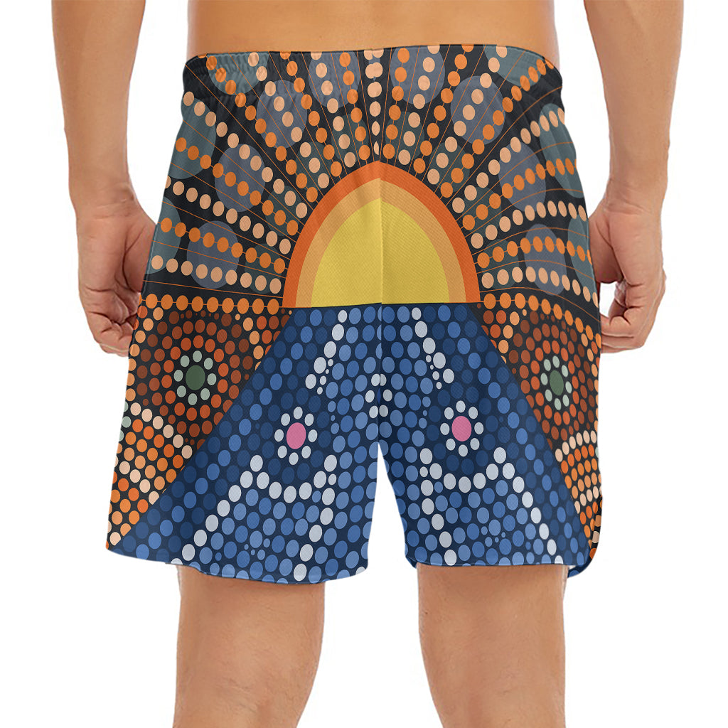 Aboriginal Indigenous Sunset Art Print Men's Split Running Shorts