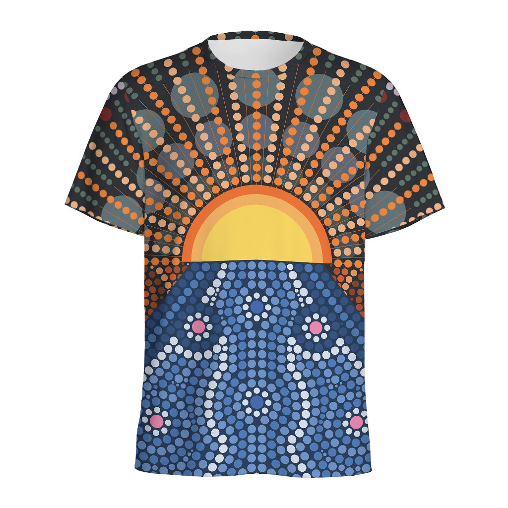 Aboriginal Indigenous Sunset Art Print Men's Sports T-Shirt