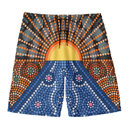 Aboriginal Indigenous Sunset Art Print Men's Swim Trunks