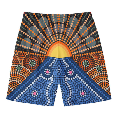 Aboriginal Indigenous Sunset Art Print Men's Swim Trunks