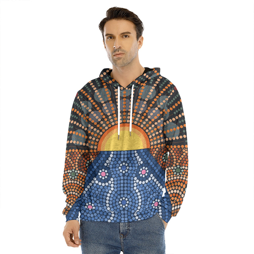 Aboriginal Indigenous Sunset Art Print Men's Velvet Pullover Hoodie