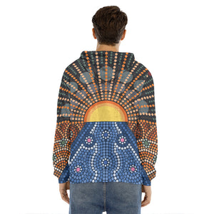 Aboriginal Indigenous Sunset Art Print Men's Velvet Pullover Hoodie