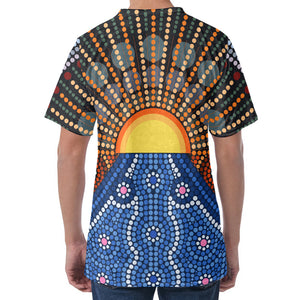 Aboriginal Indigenous Sunset Art Print Men's Velvet T-Shirt