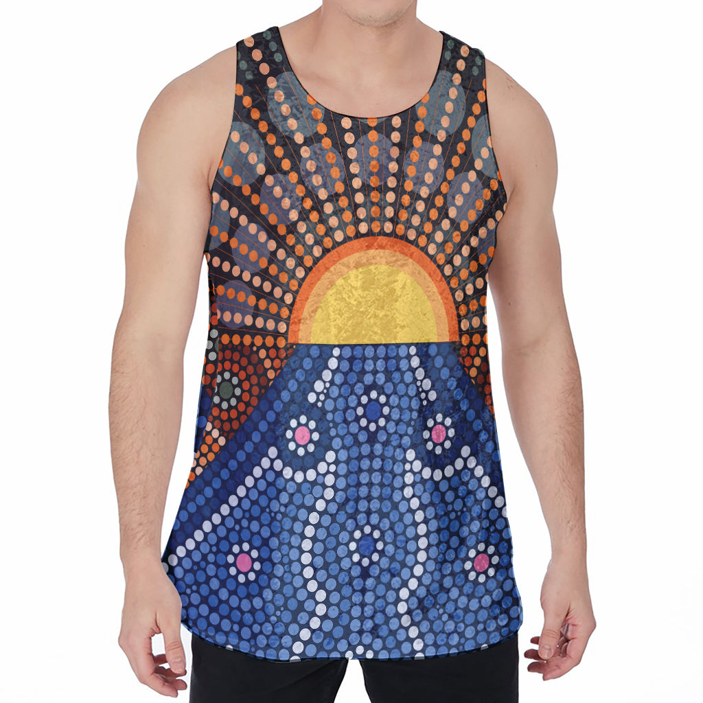 Aboriginal Indigenous Sunset Art Print Men's Velvet Tank Top