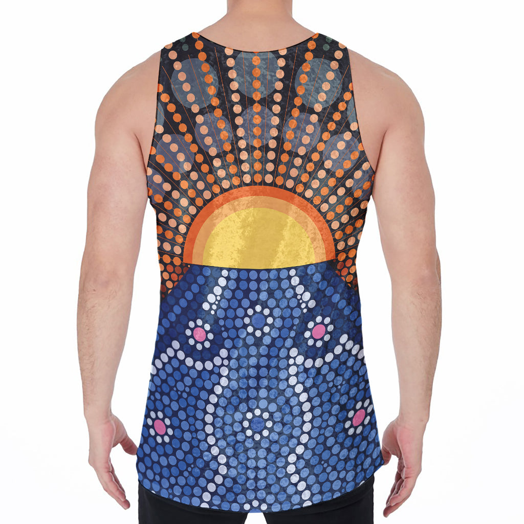 Aboriginal Indigenous Sunset Art Print Men's Velvet Tank Top