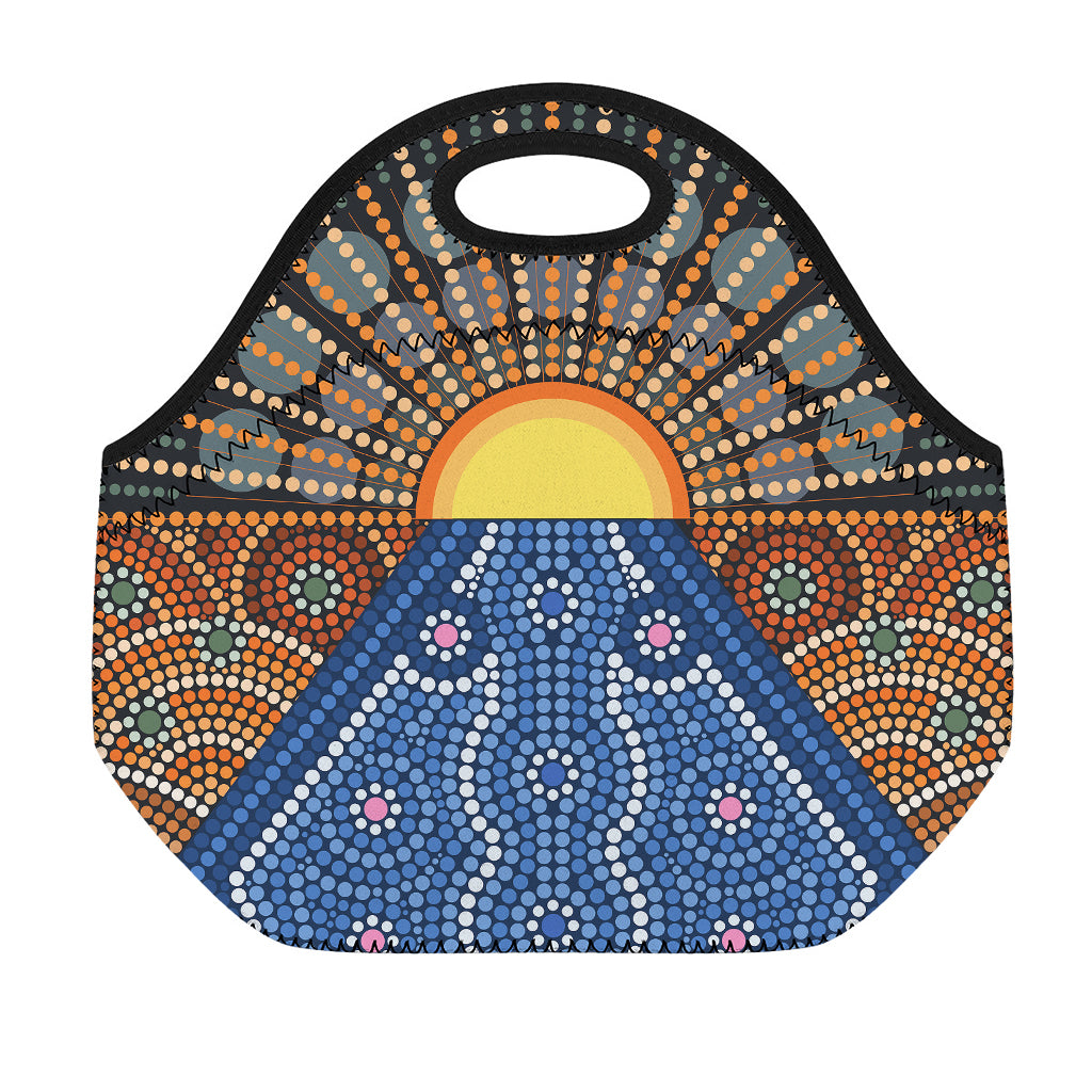 Aboriginal Indigenous Sunset Art Print Neoprene Lunch Bag