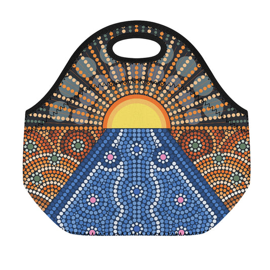 Aboriginal Indigenous Sunset Art Print Neoprene Lunch Bag