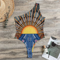 Aboriginal Indigenous Sunset Art Print One Shoulder Bodysuit