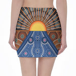 Aboriginal Indigenous Sunset Art Print Pencil Mini Skirt