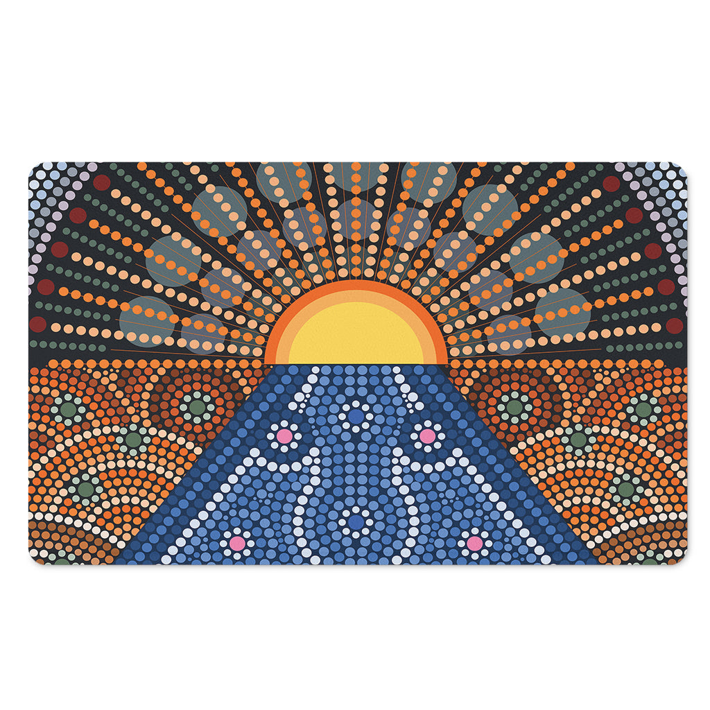 Aboriginal Indigenous Sunset Art Print Polyester Doormat