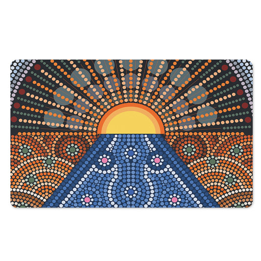 Aboriginal Indigenous Sunset Art Print Polyester Doormat