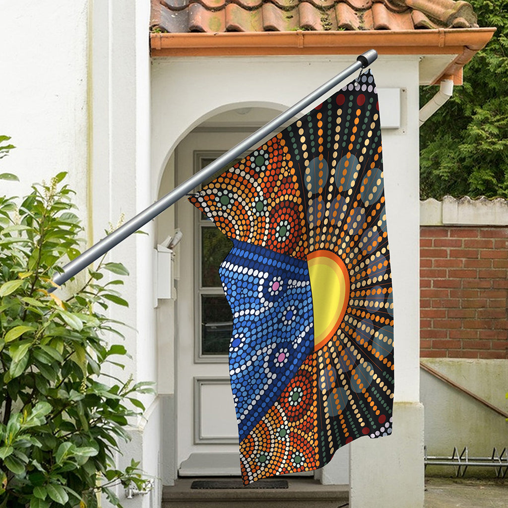 Aboriginal Indigenous Sunset Art Print Polyester Flag