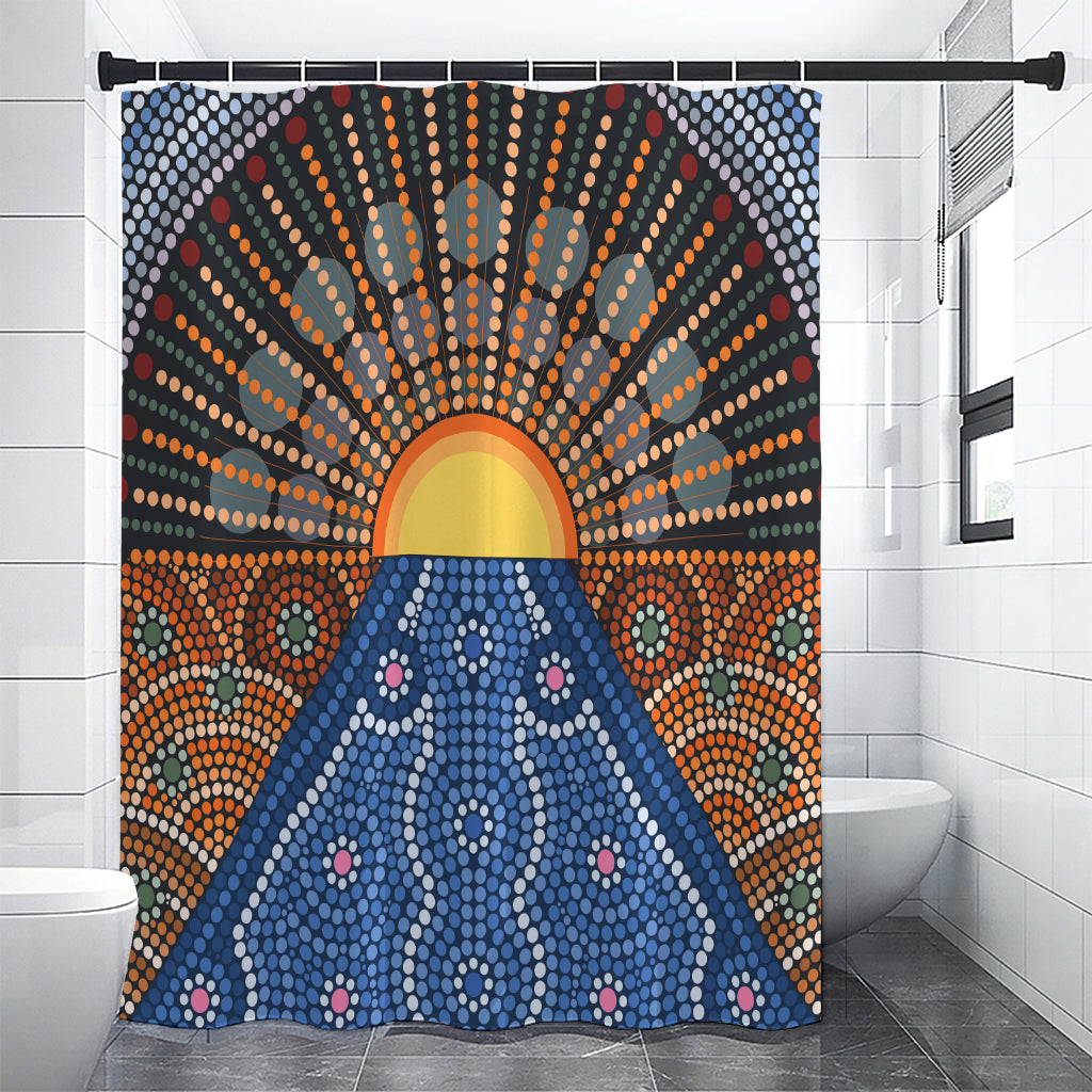 Aboriginal Indigenous Sunset Art Print Premium Shower Curtain