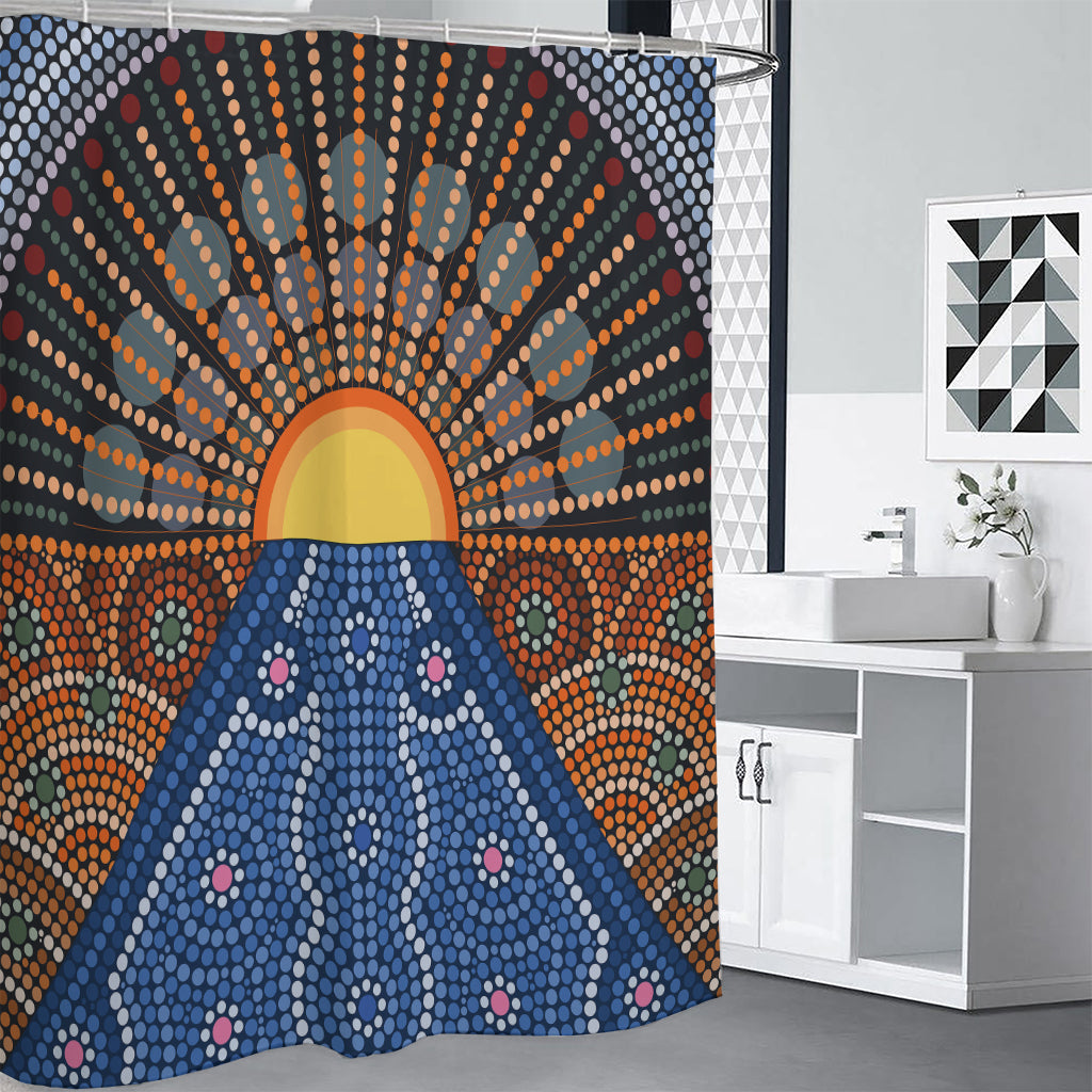 Aboriginal Indigenous Sunset Art Print Premium Shower Curtain