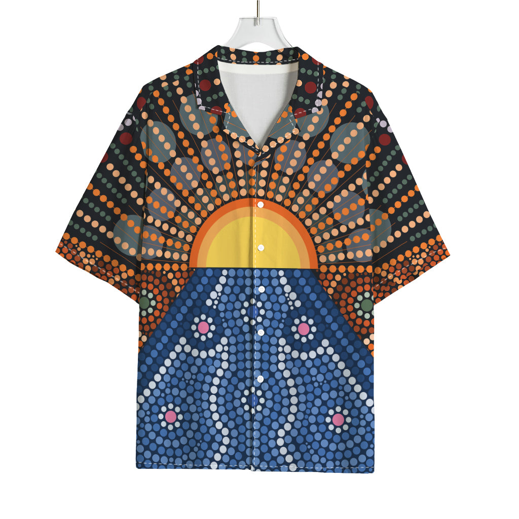 Aboriginal Indigenous Sunset Art Print Rayon Hawaiian Shirt