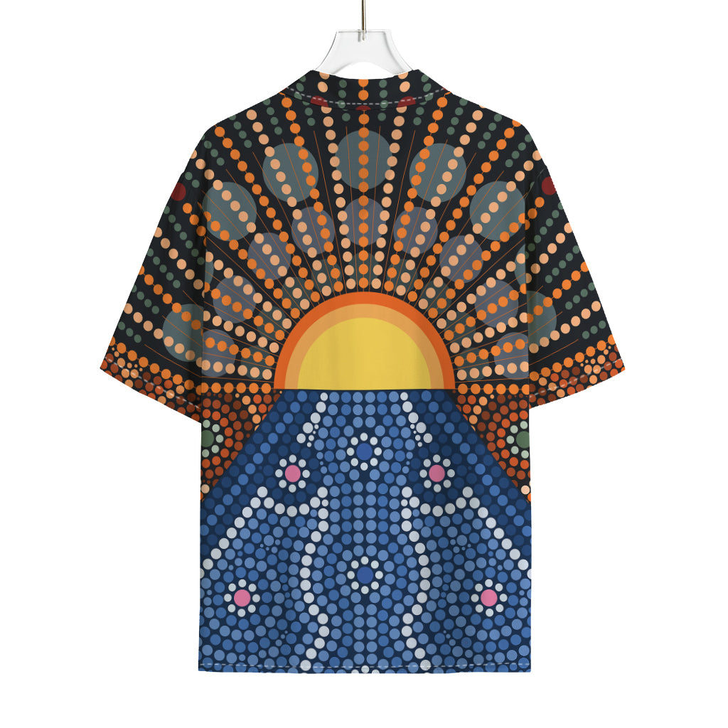 Aboriginal Indigenous Sunset Art Print Rayon Hawaiian Shirt