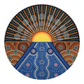 Aboriginal Indigenous Sunset Art Print Round Blanket