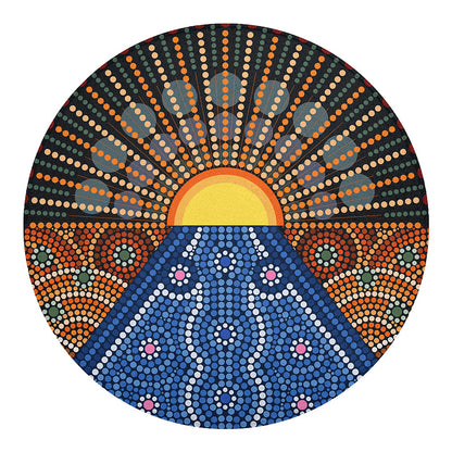 Aboriginal Indigenous Sunset Art Print Round Blanket