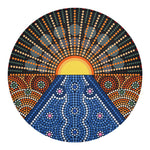 Aboriginal Indigenous Sunset Art Print Round Blanket