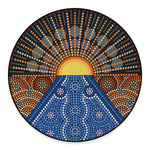 Aboriginal Indigenous Sunset Art Print Round Floor Mat