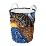Aboriginal Indigenous Sunset Art Print Round Laundry Basket