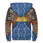Aboriginal Indigenous Sunset Art Print Sherpa Lined Zip Up Hoodie