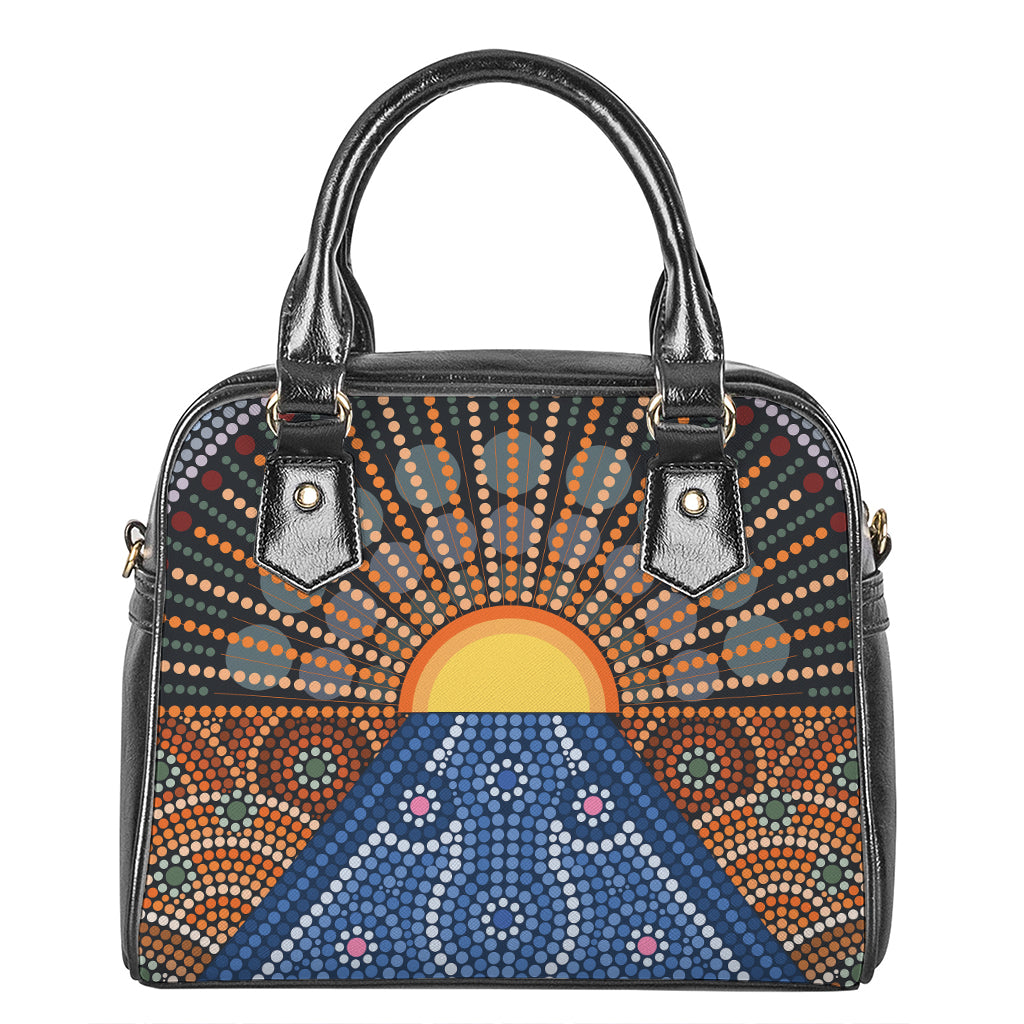 Aboriginal Indigenous Sunset Art Print Shoulder Handbag