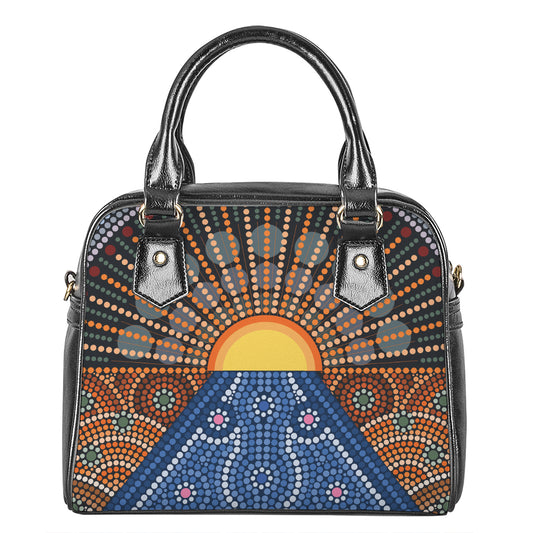Aboriginal Indigenous Sunset Art Print Shoulder Handbag