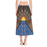 Aboriginal Indigenous Sunset Art Print Side Slit Midi Skirt