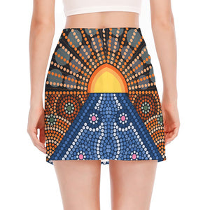 Aboriginal Indigenous Sunset Art Print Side Slit Mini Skirt