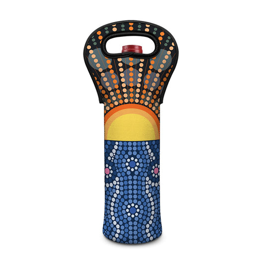Aboriginal Indigenous Sunset Art Print Single Neoprene Wine Tote